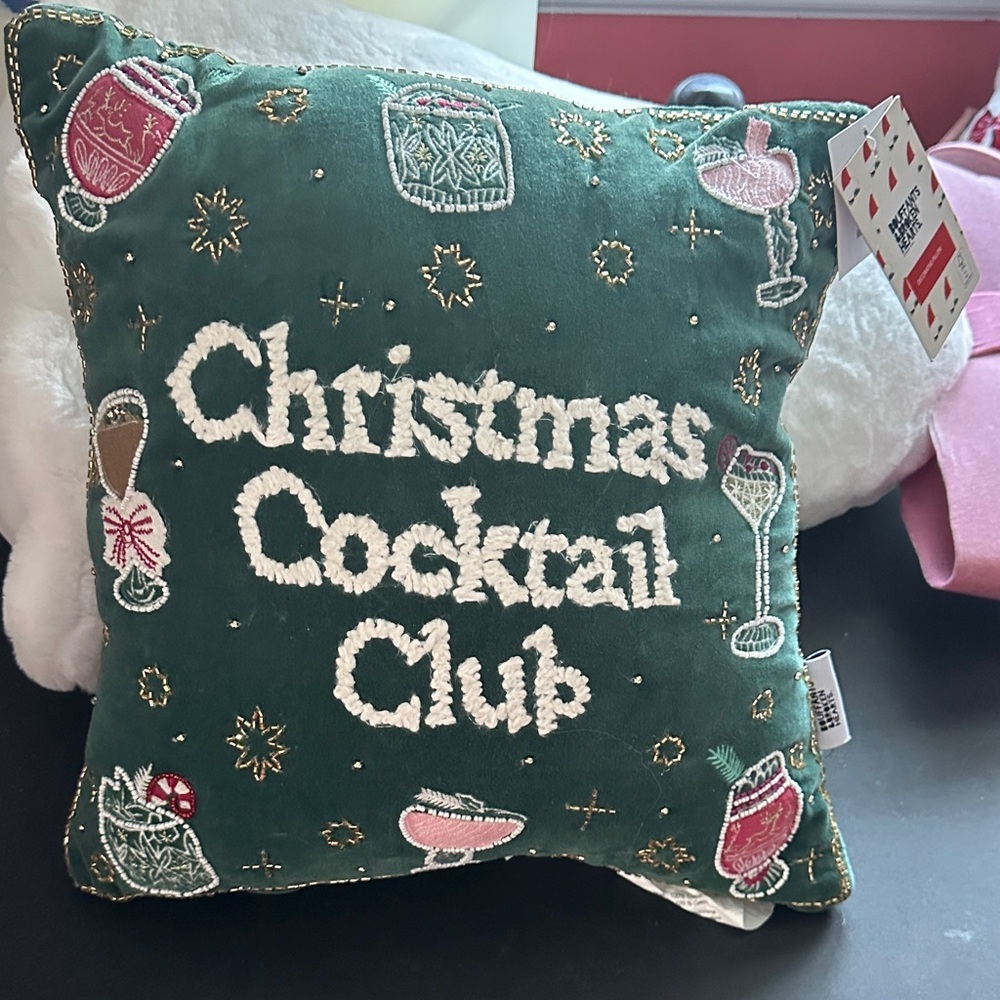 Bouffants & broken hearts Christmas beaded cocktail club decor pillow
